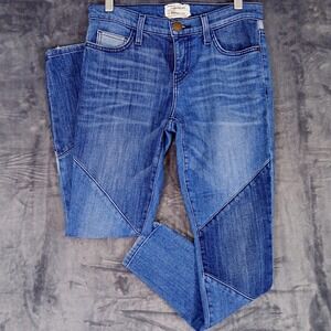 Current/Elliott Jeans Womens 26 Blue Patchwork Skinny Ankle Mid Rise Distressed